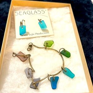 Seaglass earrings and bracelet
